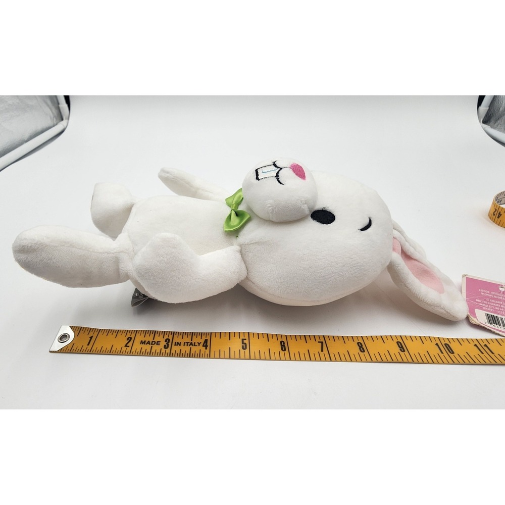 Hallmark Easter Bunny Plush Kids Small White New Green Bow Tie Egg Feet 1116 - Picture 7 of 7